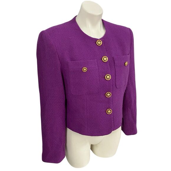 Lauren Meren Blazer Womens 10 Vtg Purple Jacket Officecore Corpcore Career Work - Picture 5 of 12